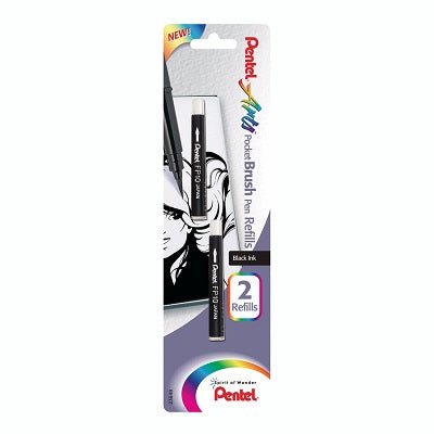 Pentel Arts Pocket Brush Refills, Black Ink 2-Pk - merriartist.com