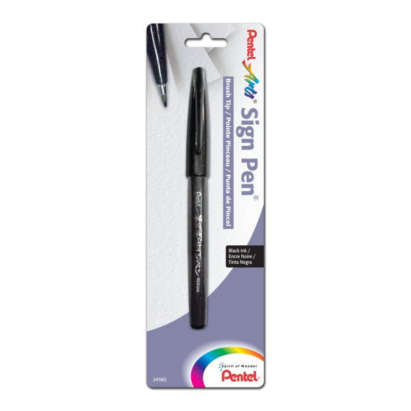 Pentel Arts Sign Pen Brush Tip, Black Ink - merriartist.com