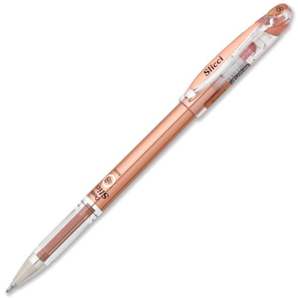 Pentel Arts Slicci METALLIC (0.8mm) Needle Tip Med Gel Pen - Bronze Metallic Ink - merriartist.com