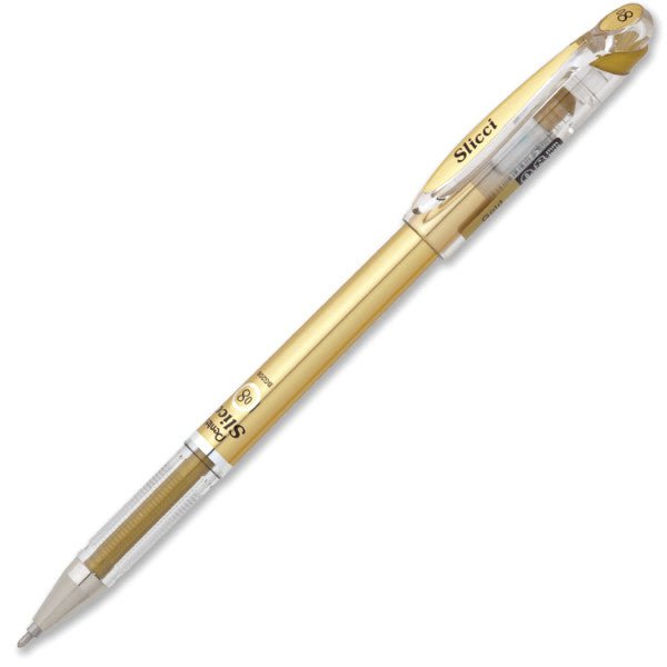 Pentel Arts Slicci METALLIC (0.8mm) Needle Tip Med Gel Pen - Gold Metallic Ink - merriartist.com