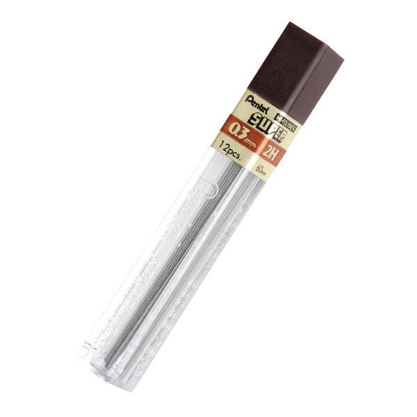 Pentel Super Hi-Polymer Lead Refill (0.3mm) Extra Fine, 2H, 12 pcs/Tube - merriartist.com