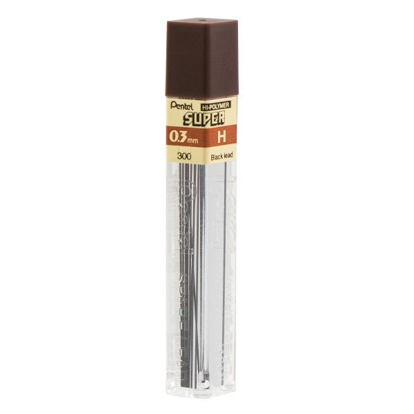 Pentel Super Hi-Polymer Lead Refill (0.3mm) Extra Fine, H, 12 pcs/Tube - merriartist.com