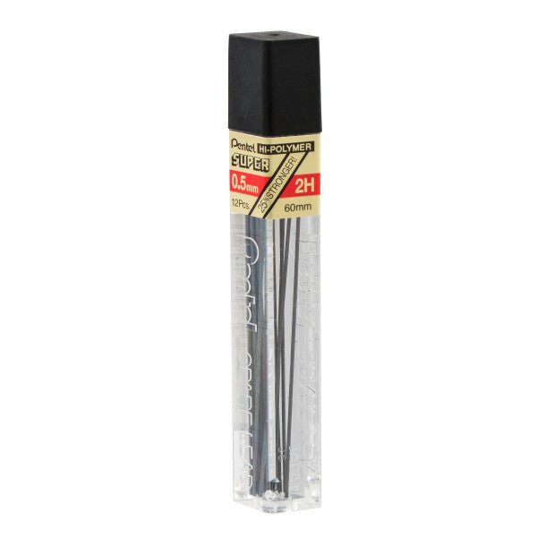 Pentel Super Hi-Polymer Lead Refill (0.5mm) Fine, 2H, 12 pcs/Tube - merriartist.com