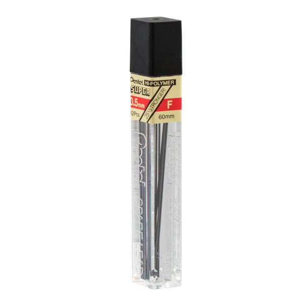 Pentel Super Hi-Polymer Lead Refill (0.5mm) Fine, F, 12 pcs/Tube - merriartist.com