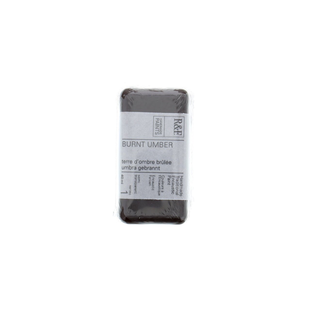 R&F Encaustic Cake - Burnt Umber 40ml - merriartist.com