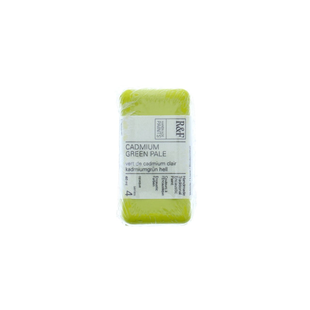 R&F Encaustic Cake - Cadmium Green Pale 40ml - merriartist.com