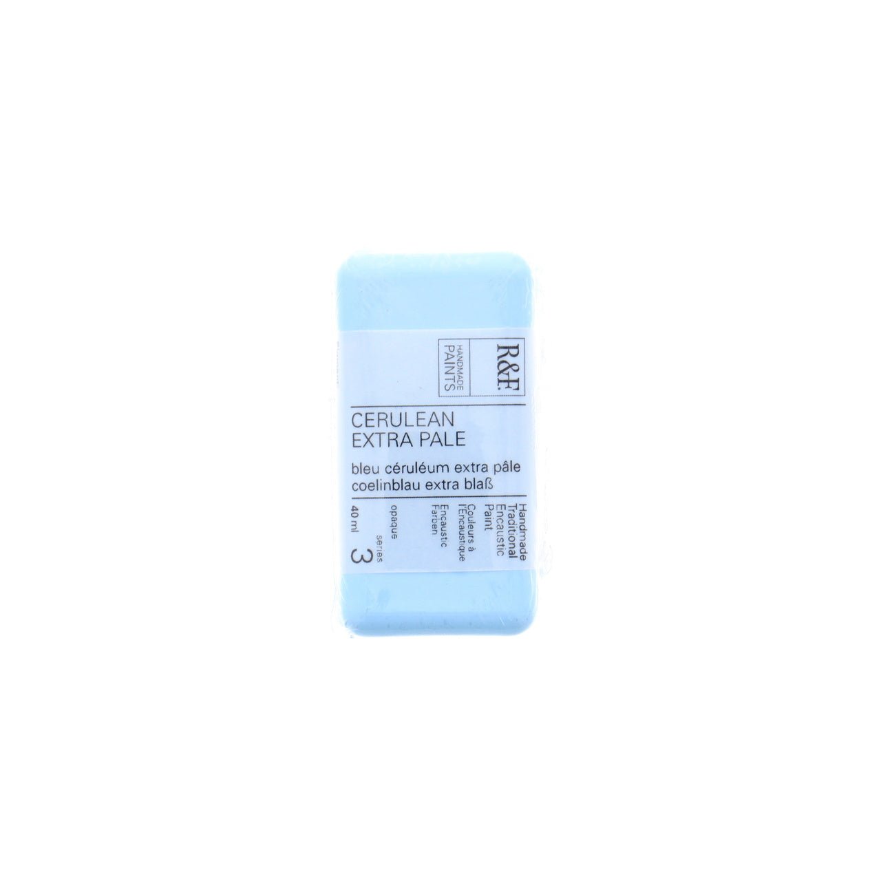 R&F Encaustic Cake - Cerulean Blue Extra Pale 40ml - merriartist.com