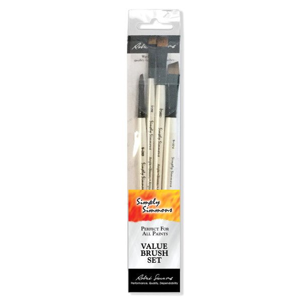 Robert Simmons Simply Simmons Brush Set, All The Angles, 4-Brushes - The Merri Artist - merriartist.com