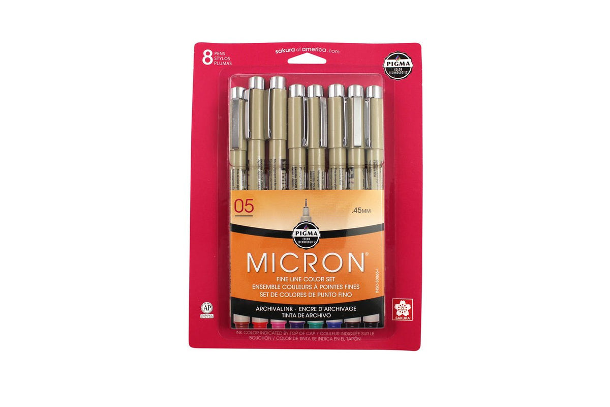 Sakura Pigma Micron Set 05 (.45mm) Assorted Colors - 8 Pen Set - merriartist.com