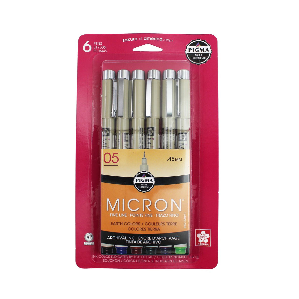 Sakura Pigma Micron Set 05 (.45mm) Earth Colors - 6 Pen Set - merriartist.com