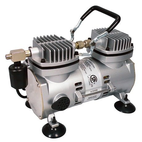 Professional High Performance Twin Cylinder Piston Airbrush Air Compressor with Air Storage Tank, Regulator, Gauge u0026 Water T