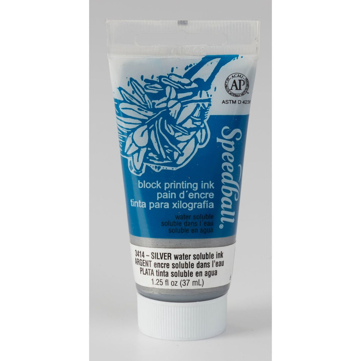 Speedball Block Printing Ink - Water Based 1.25 fl oz (37cc) Silver - merriartist.com