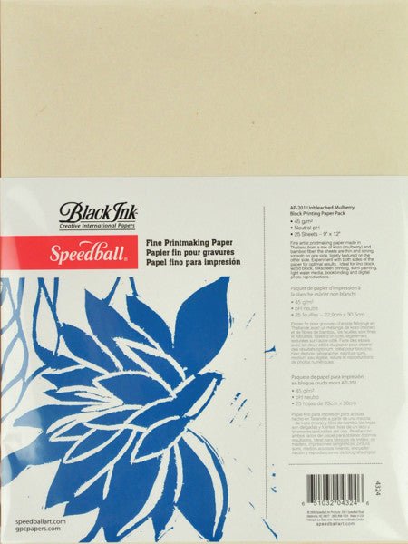 Speedball Unbleached Mulberry Block Printing Paper 9x12 inch 25 Pack - merriartist.com