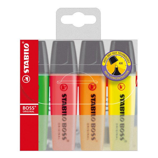 Stabilo BOSS Original Highlighter 4 Color Wallet Set - merriartist.com