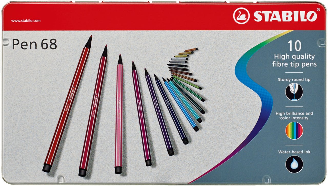 Stabilo Pen 68 Marker Set Metal Box Set of 10 