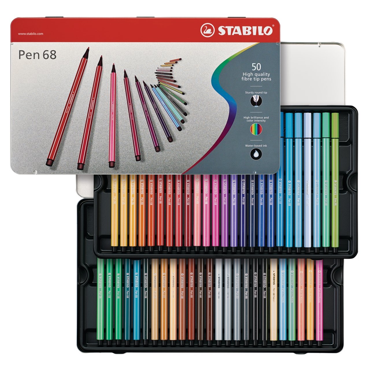 Felt Tip Stabilo Full Set Stabilo Pen 68 Marker Set Metal Box Set Of 50