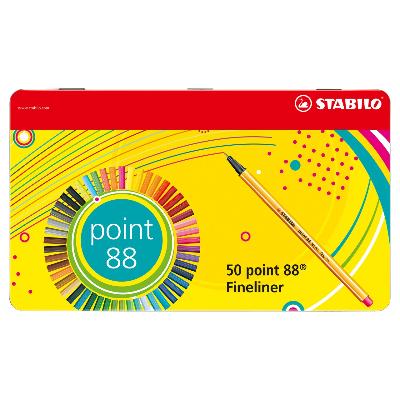 Stabilo Point 88 Fineliner Pen Metal Box Set of 50 - merriartist.com