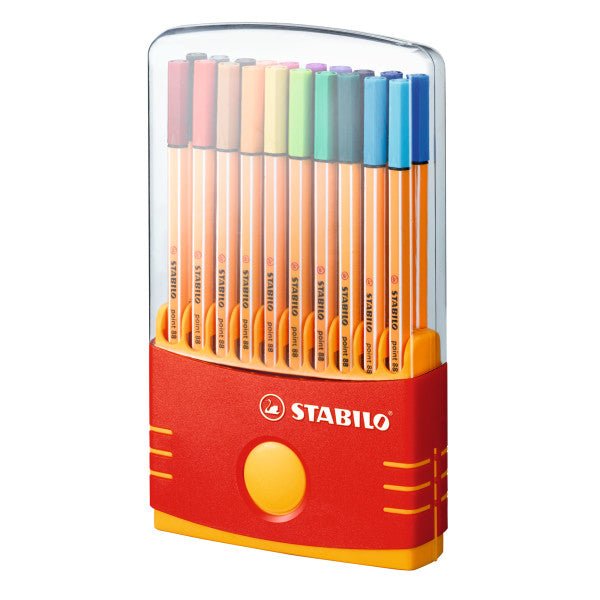 Stabilo Point 88 Fineliner Pen Set Plastic Case Color Parade Set of 20 - merriartist.com