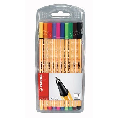 Stabilo Point 88 Fineliner Pen Set Wallet Set of 10 - merriartist.com