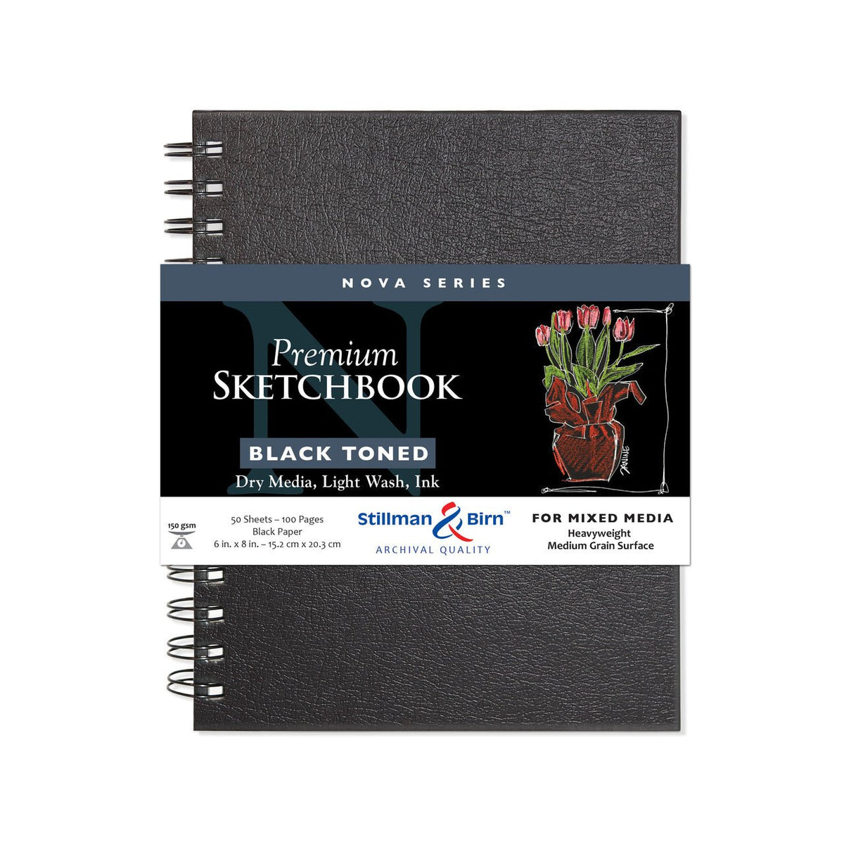 Stillman & Birn Nova Series Wire-bound Hard Cover Sketch Book - Black Paper 6x8 inch - merriartist.com