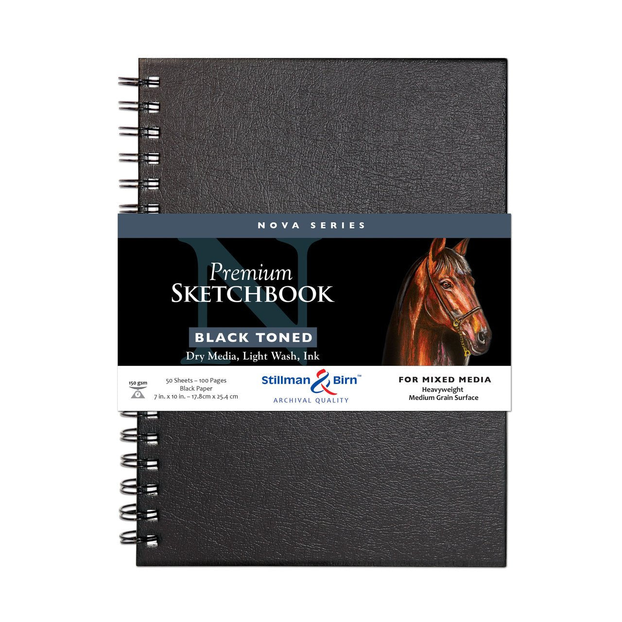 Stillman & Birn Nova Series Wire-bound Hard Cover Sketch Book - Black Paper 7x10 inch - merriartist.com