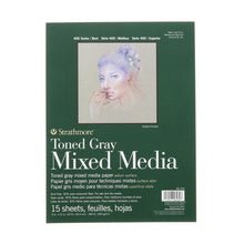 Strathmore 400 Series Mixed Media Toned Gray 80 lb. - 15 Sheet Pad - 9x12 inch (Top Tape Bound) - merriartist.com
