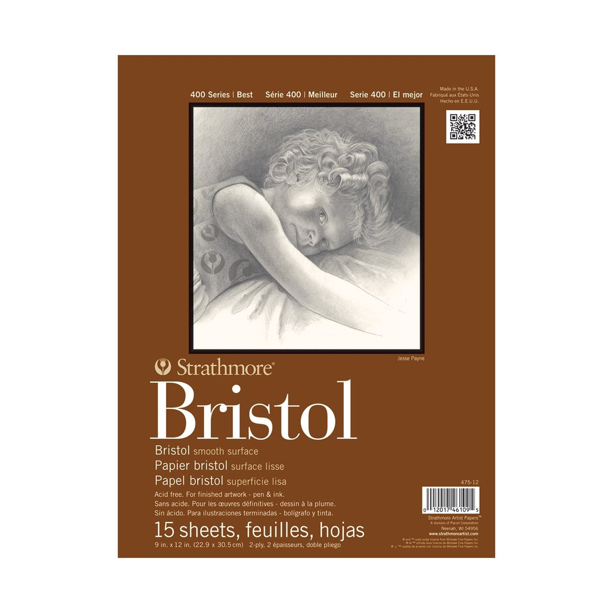 Strathmore 400 Series Smooth Bristol - 15 Sheet Pad - 9x12 inch - merriartist.com