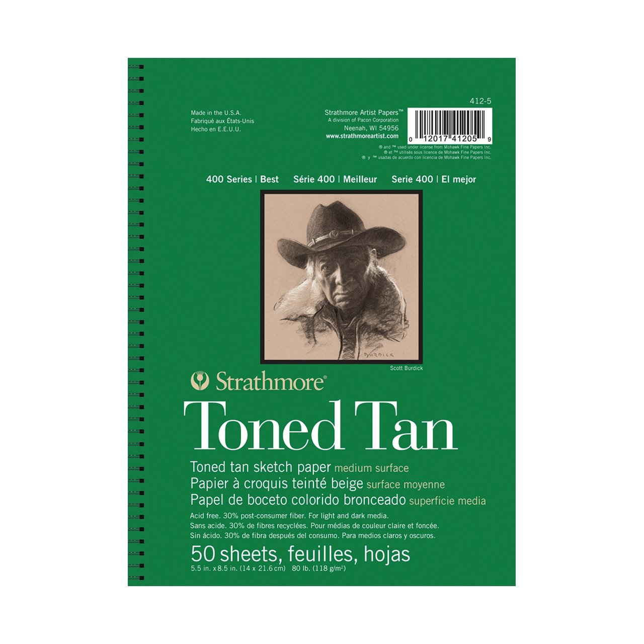 Strathmore 400 Series Toned Sketch Pad - Tan 5.5x8.5 inch (Side Spiral Bound) - merriartist.com
