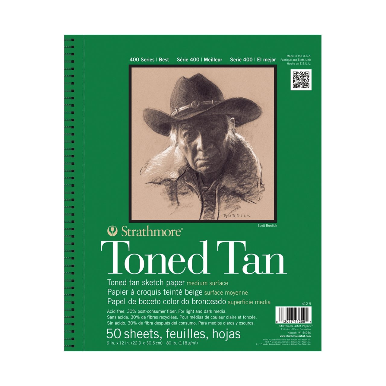 Strathmore 400 Series Toned Sketch Pad - Tan 9x12 inch (Side Spiral Bound) - merriartist.com
