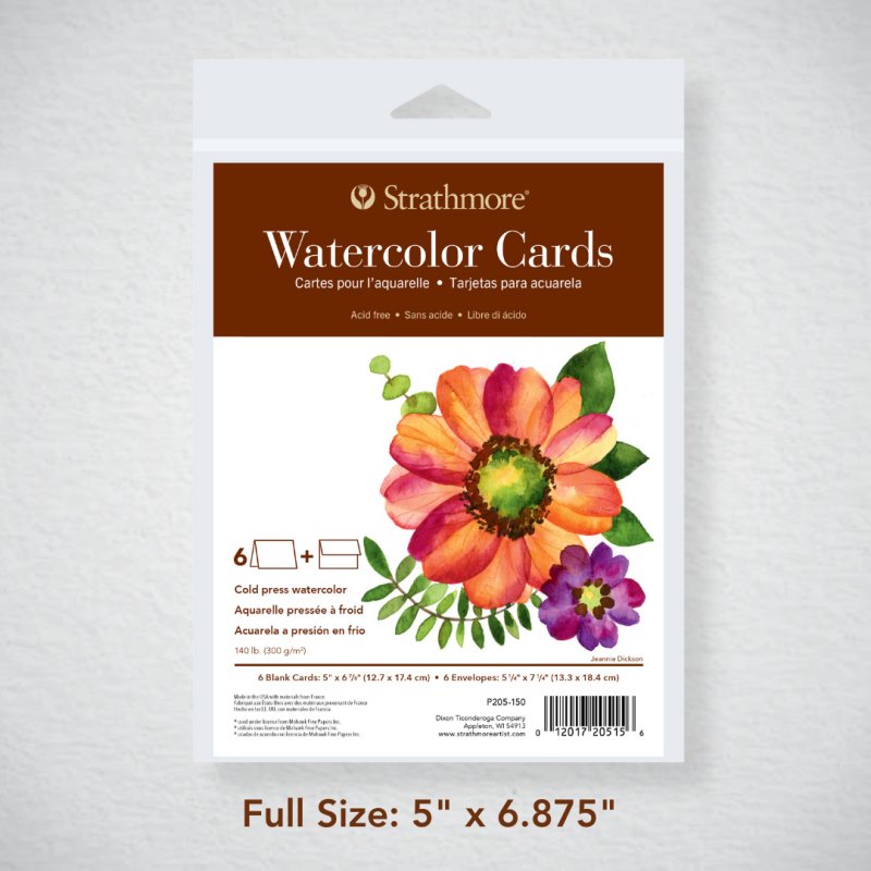 Strathmore Blank Cards with Envelopes - Watercolor 5" x 7" - 140 lb. (300gsm), 6/Pkg. - The Merri Artist - merriartist.com