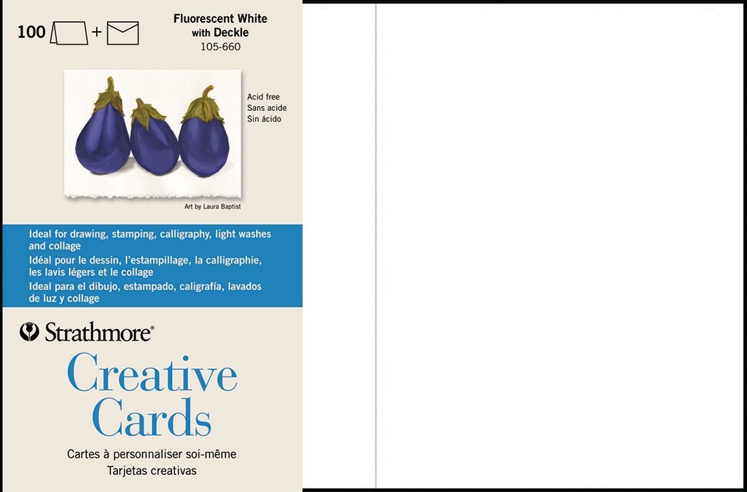 Strathmore Creative Cards 5x6.875 inch with Envelopes - Fluorescent White Deckled Edge - 100 Pack - merriartist.com