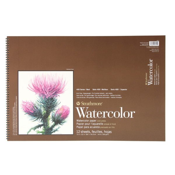 Strathmore Watercolor Paper Spiral-bound Pad 140 lb., 400 Series, 15" x 22" - The Merri Artist - merriartist.com