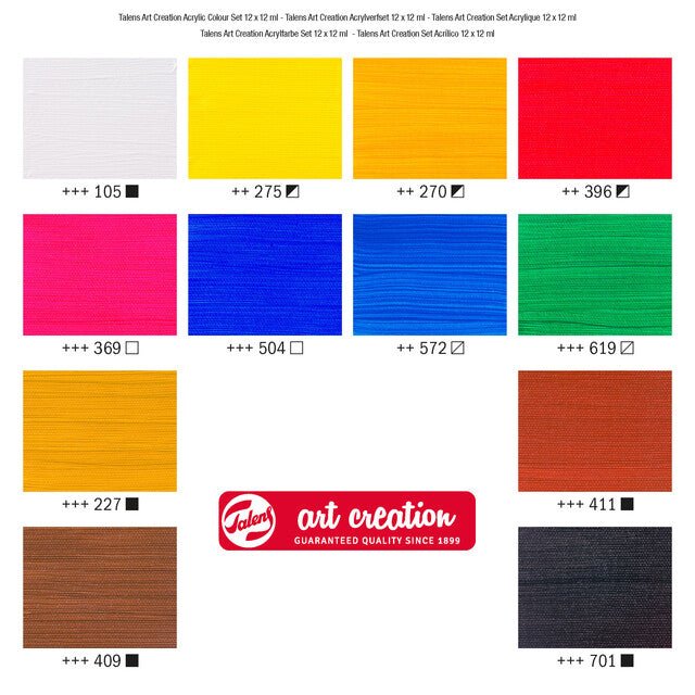 Talens Art Creation Acrylic Set - 12 ml Tubes - 12 Colors - merriartist.com