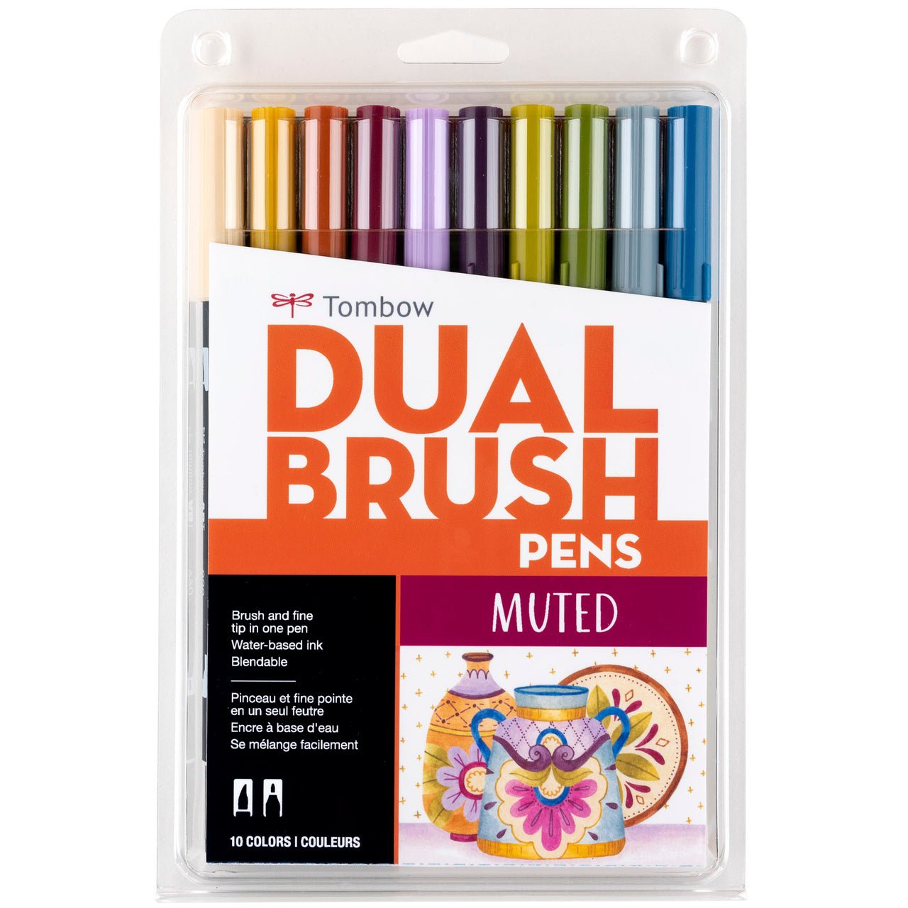 Tombow Dual Brush Marker Set of 10 - Muted Colors - merriartist.com