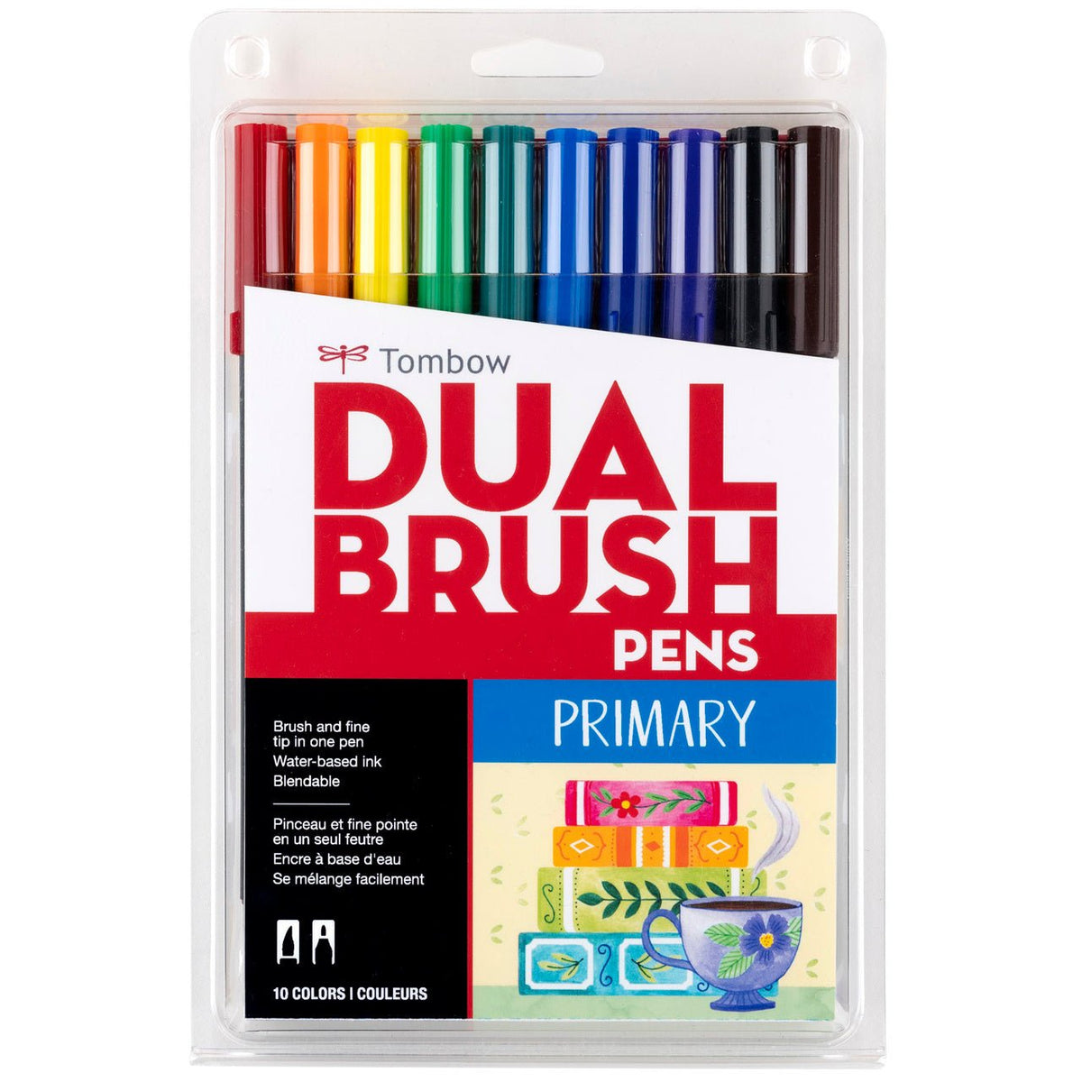Tombow Dual Brush Marker Set of 10 - Primary Colors - merriartist.com