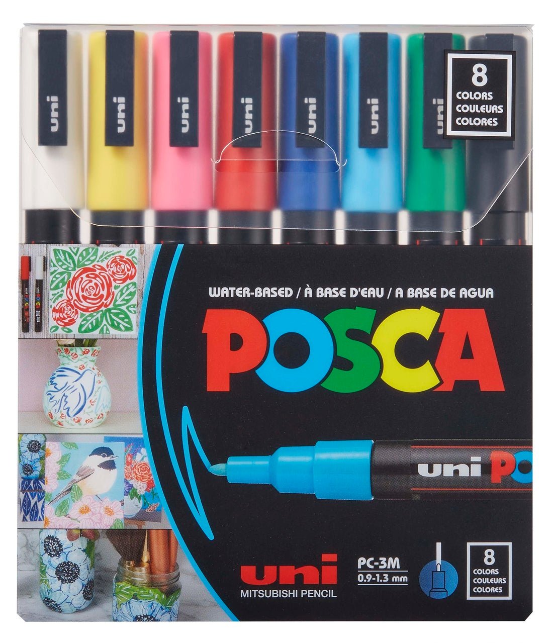 uni POSCA Acrylic Paint Marker - PC-3M Fine - 8 Color Set 