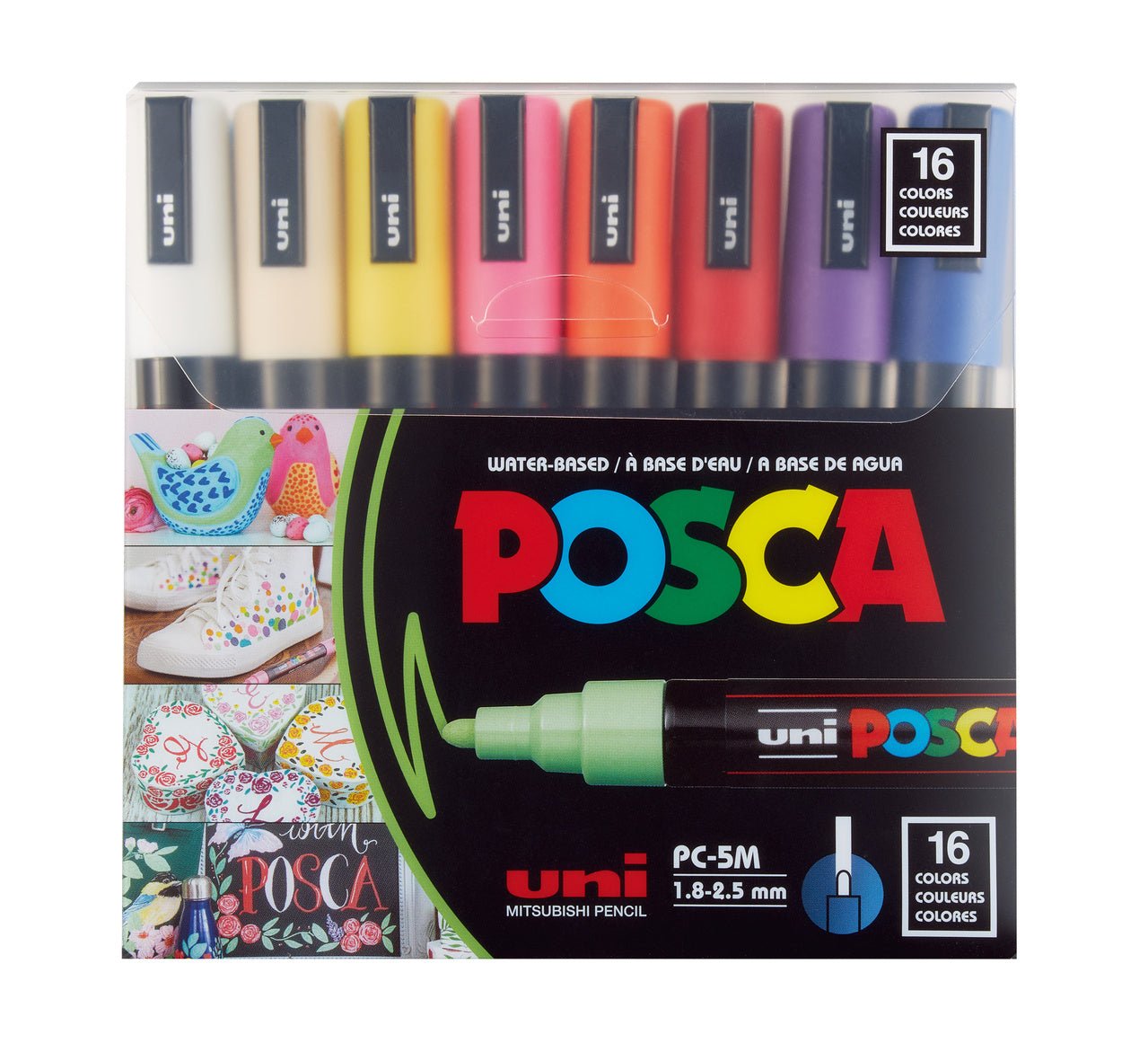 uni POSCA Acrylic Paint Marker - PC-5M Medium - 16 Color Set