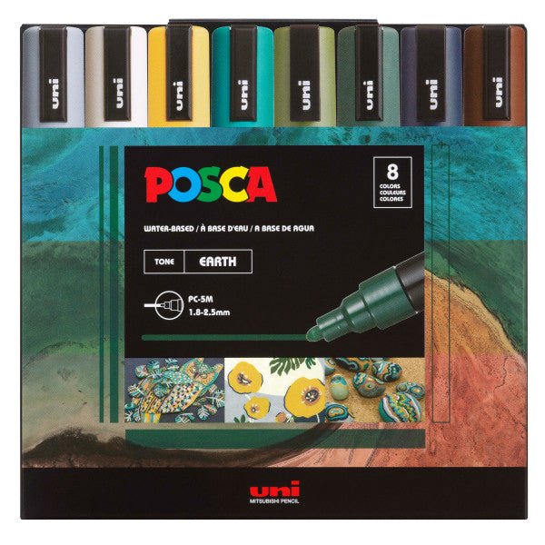 uni POSCA Acrylic Paint Marker - PC-5M Medium - 8 Earth Tone Color