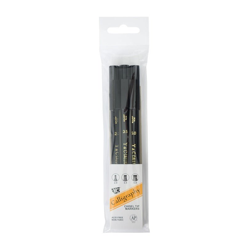 Yasutomo Calligraphy Marker 3 Piece Set (2.0 fine, 3.5 medium, 5.0 wide) - merriartist.com