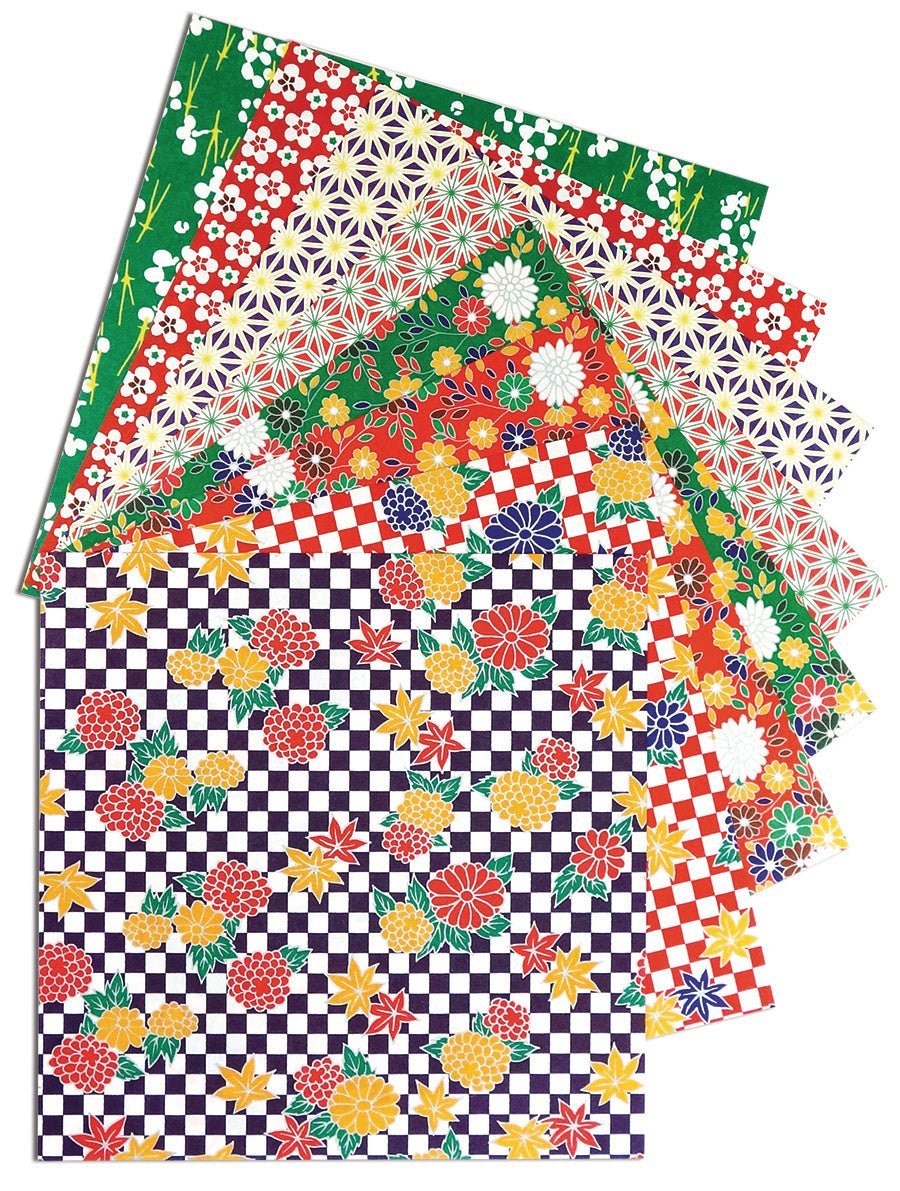 Yasutomo Origami Paper - Japanese Prints - Folk Art 5 7/8 inch - 16 sheets - merriartist.com
