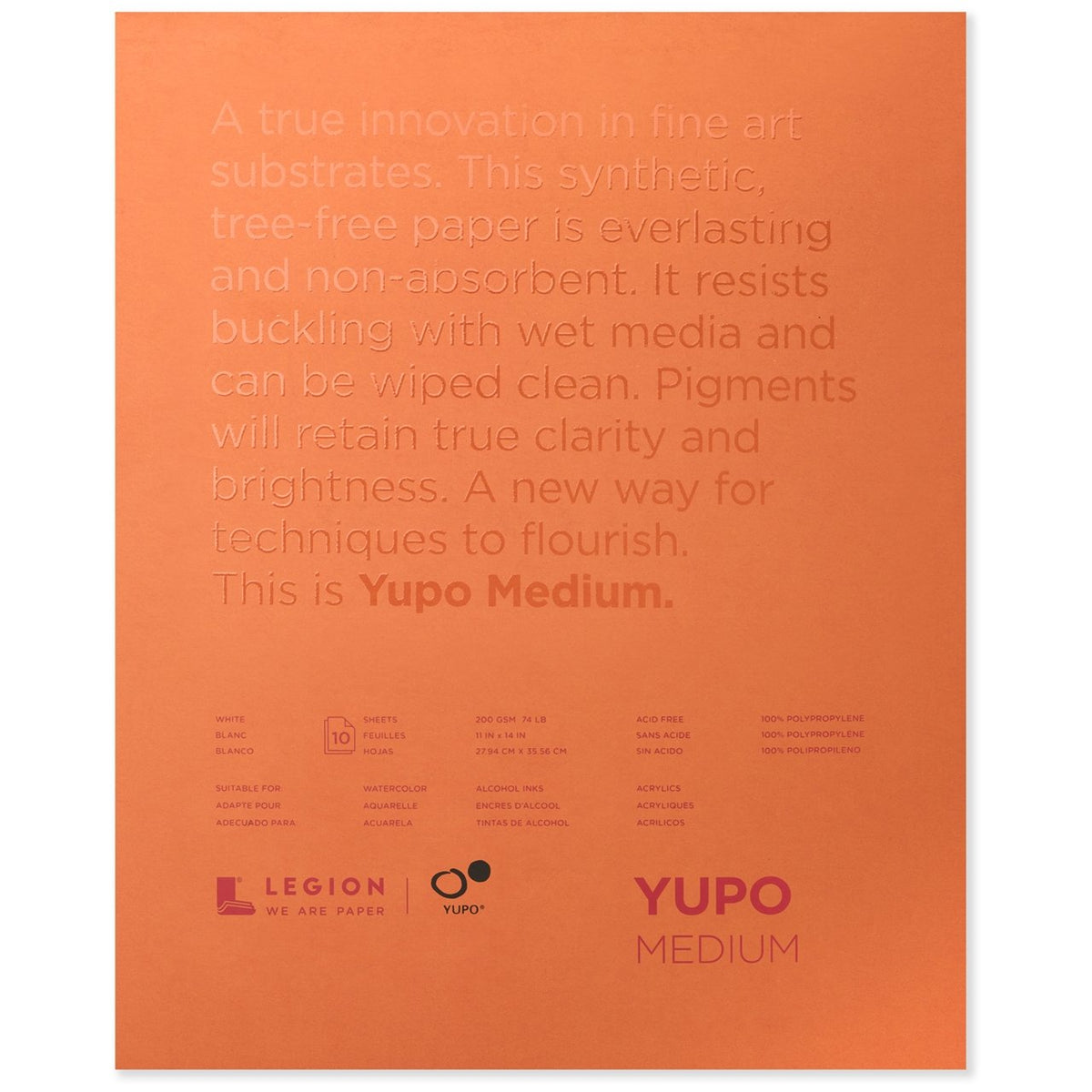 Yupo Pad - 200 gsm (74 lb.) White - 10 sheets 11x14 - merriartist.com