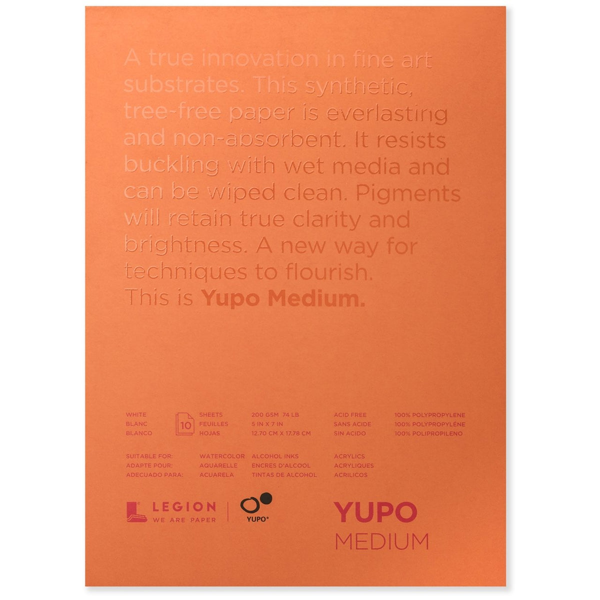 Yupo Pad - 200 gsm (74 lb.) White - 10 sheets 5x7 - merriartist.com