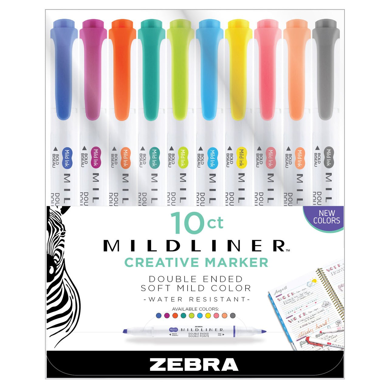 Zebra Mildliner Creative Marker - 10 New Colors Set - merriartist.com