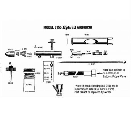 Replacement Parts for Badger Hybrid 3155 Series Airbrushes - merriartist.com