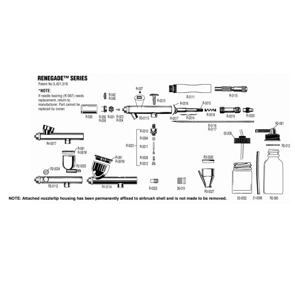 Replacement Parts for Badger Renegade Series Airbrushes - merriartist.com