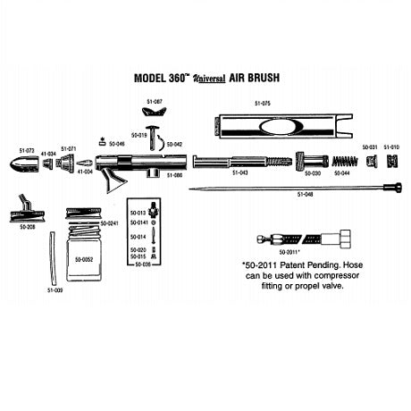 Replacement Parts for Badger Universal 360 Series Airbrushes - merriartist.com