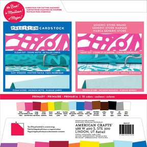 American Crafts Precision Cardstock Pack - Textured, Solid Core, 80lb 12"X12" Pack of 60 - Primary Colors