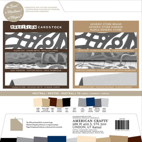 American Crafts Precision Cardstock Pack - Smooth, Solid Core, 80lb 12"X12" Pack of 60 - Neutrals