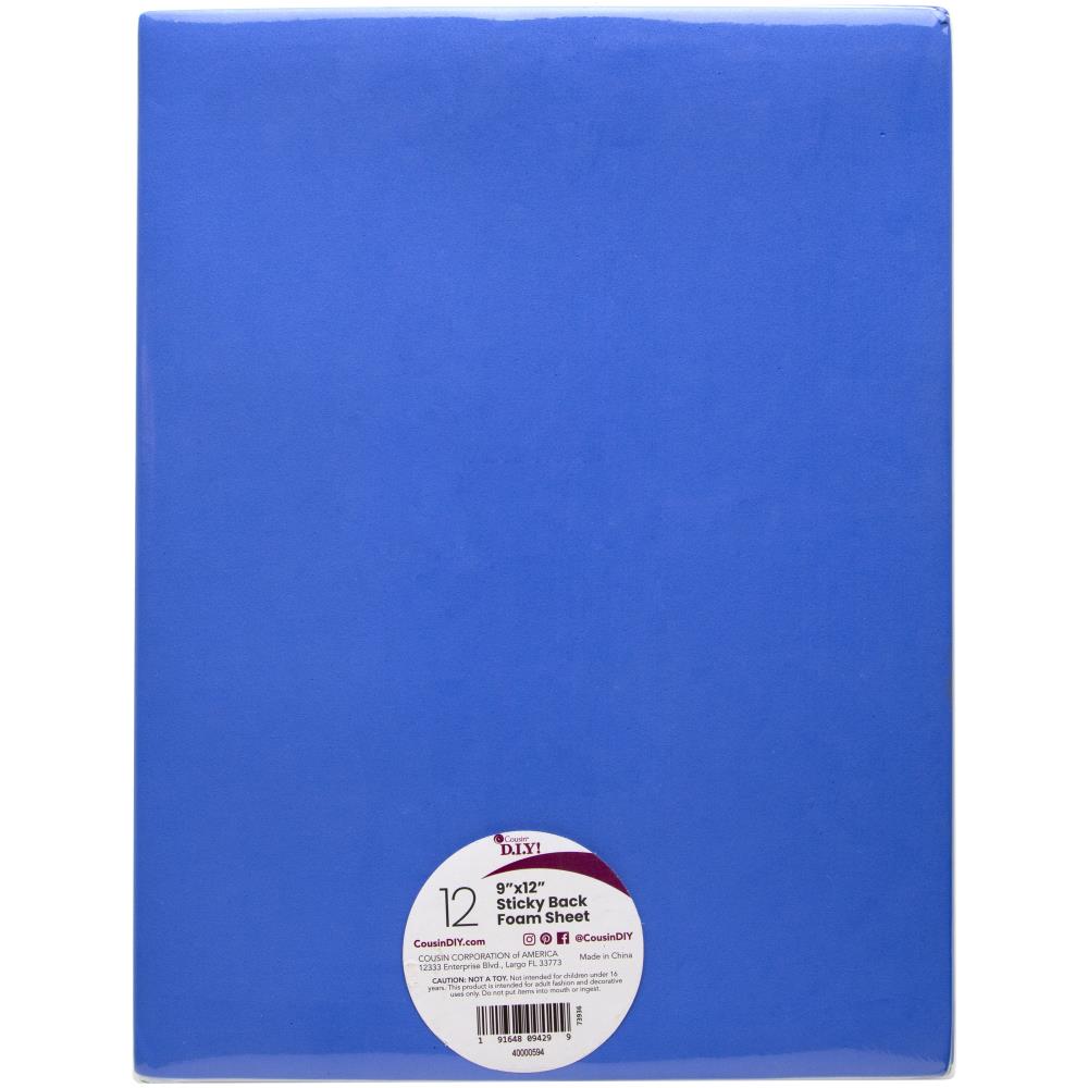 CousinDIY Sticky Back Foam Sheets 9"X12" 12 Pack - Assorted Basic Colors
