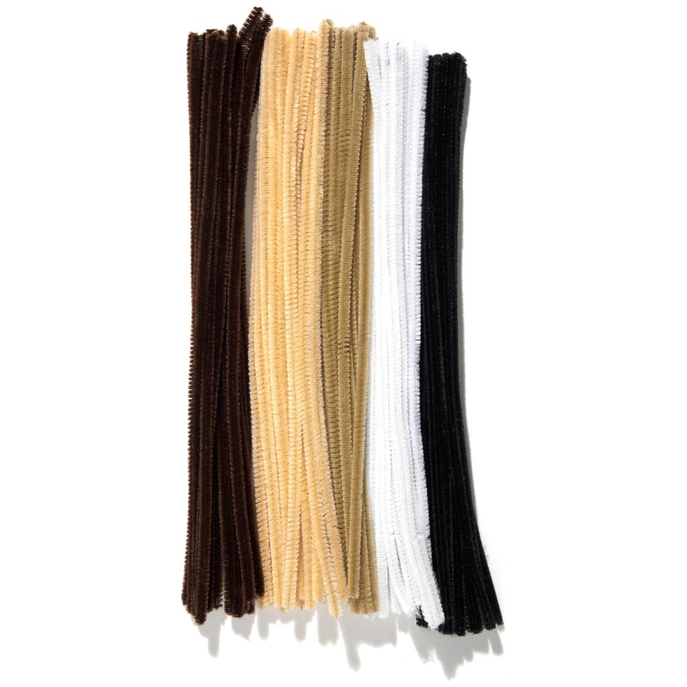 CousinDIY Chenille Stems 6mmx12" 100 Pack - Animal Colors